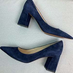 Marc Fisher Navy Suede Block Heel Pumps
